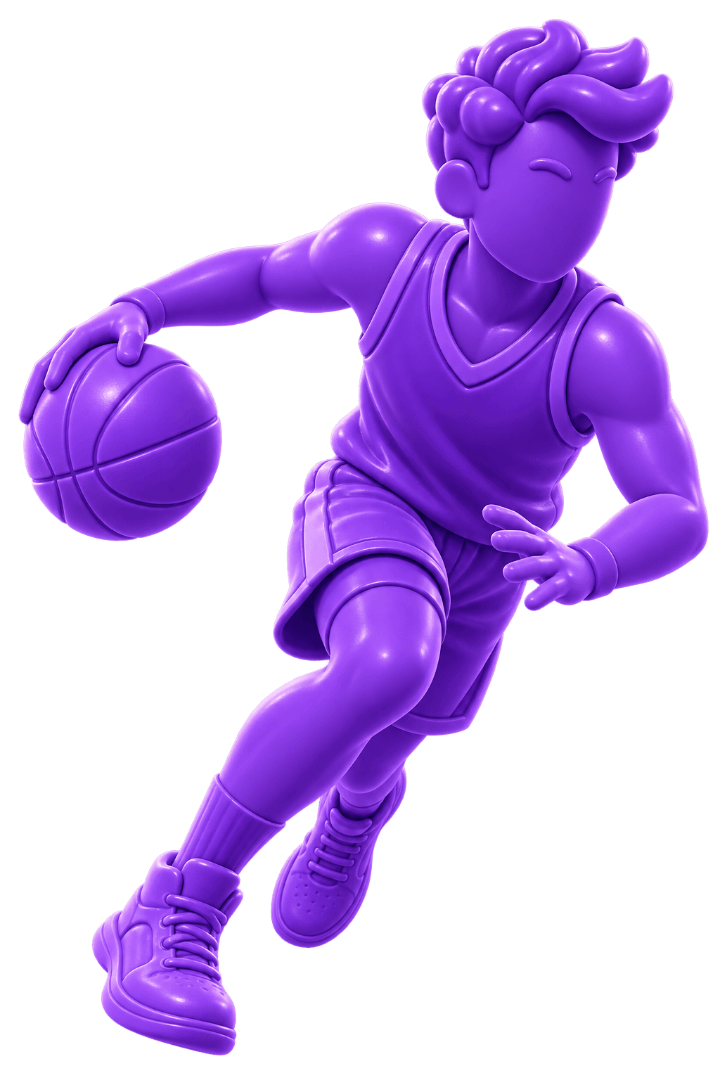 A basketball player driving to the hoop