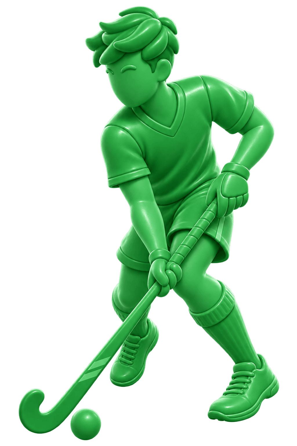 A hockey player on the turf